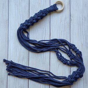 NEW! Navy Blue Macrame Plant Hanger | Hanging Planter Indoor Garden Home Decor